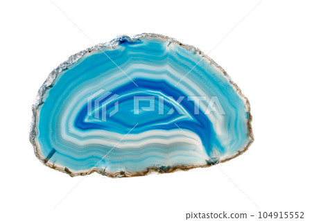 Macro mineral stone Blue Agate breed a white background Macro mineral stone Blue Agate breed a white background 104915552