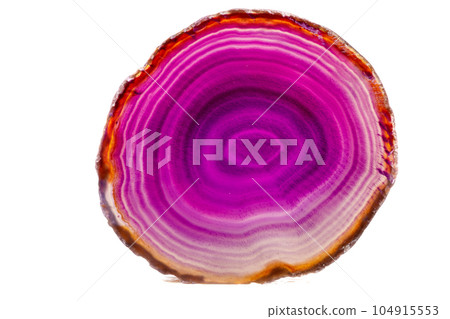 Macro mineral stone Purple Agate breed a white background Macro mineral stone Purple Agate breed a white background 104915553