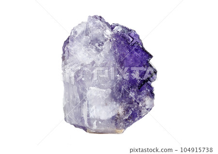 Macro mineral stone Fluorite on a white background 104915738