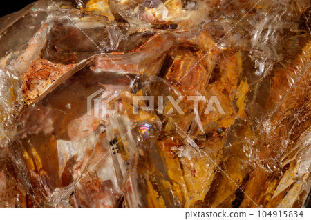 Macro mineral stone Fenster Quartz Crystal on a black background 104915834