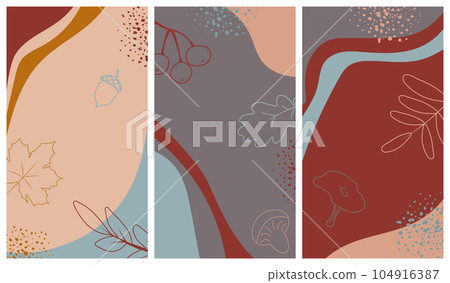 Set of autumn backgrounds for social media banner. Set of instagram stories templates. Vector cover. Mockup for personal blog or shop. Set of autumn backgrounds for social media banner. Set of instagram stories templates. Vector cover. Mockup for personal blog or shop. 104916387
