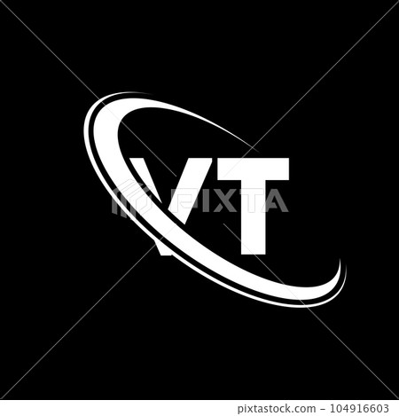 VT logo. V T design. White VT letter. VT/V T letter logo design. Initial letter VT linked circle uppercase monogram logo. 104916603