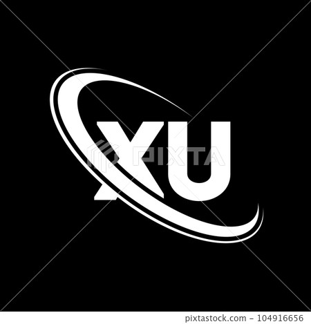 XU logo. X U design. White XU letter. XU/X U letter logo design. Initial letter XU linked circle uppercase monogram logo. 104916656