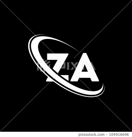 ZA logo. Z A design. White ZA letter. ZA/Z A letter logo design. Initial letter ZA linked circle uppercase monogram logo. 104916696