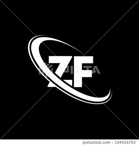ZF logo. Z F design. White ZF letter. ZF/Z F letter logo design. Initial letter ZF linked circle uppercase monogram logo. 104916703