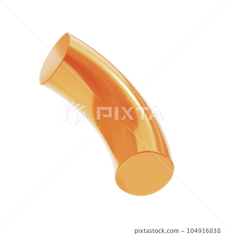 3d dimensional shape quarter donut abstract geometric gold metal. Realistic glossy golden luxury template decorative design illustration. Minimalist bright donut mockup isolated with clipping path 104916838