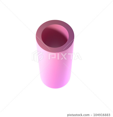 3d shape metallic pipe. Realistic geometric glossy pink and lilac gradient template design illustration. Minimalist mockup isolated with clipping path 3d shape metallic pipe. Realistic geometric glossy pink and lilac gradient template design illustration. Minimalist mockup isolated with clipping path 104916883