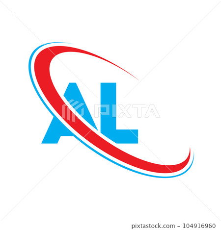 AL Letter logo design, AL Letter, AL logo. AL initial letter logo colored red and blue, Vector logo design template elements for your business or company identity. 104916960