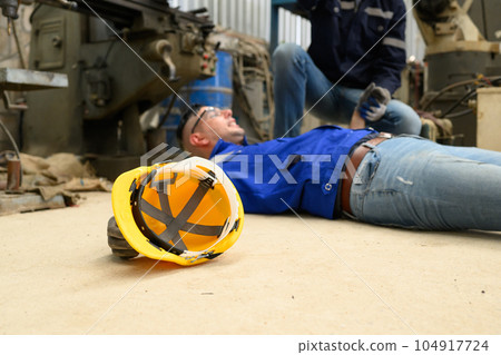 Engineer worker with accident at factory during working Engineer worker with accident at factory during working 104917724