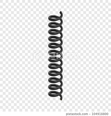 Black spiral cable mockup. Realistic illustration of black spiral cable vector mockup for on transparent background 104918800