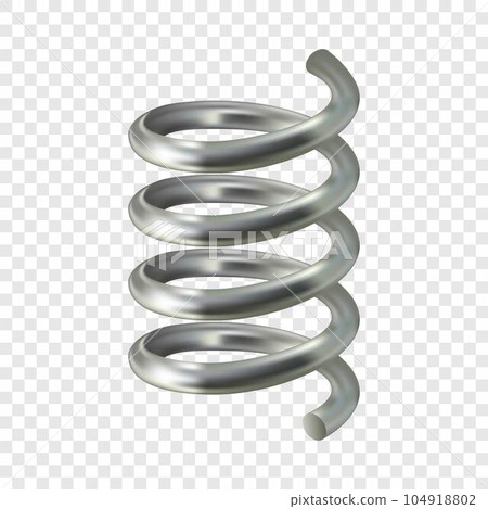 Grey spiral cable mockup. Realistic illustration of grey spiral cable vector mockup for on transparent background 104918802