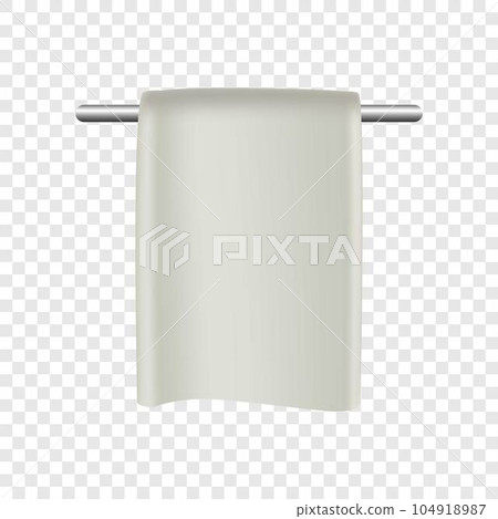 Towel in bathroom mockup. Realistic illustration of towel in bathroom vector mockup for on transparent background Towel in bathroom mockup. Realistic illustration of towel in bathroom vector mockup for on transparent background 104918987