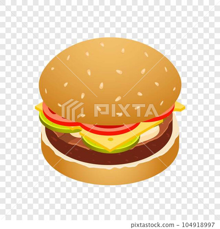 Double burger icon. Isometric of double burger vector icon for on transparent background 104918997