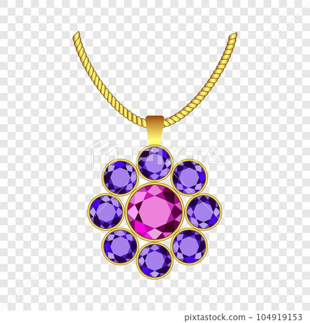 Amethyst flower jewelry icon. Realistic illustration of amethyst flower jewelry vector icon for on transparent background 104919153
