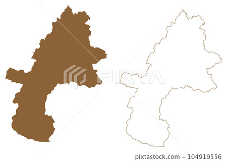 Gmunden district (Republic of Austria or Osterreich, Upper Austria or Oberosterreich state) map vector illustration, scribble sketch Bezirk Gmunden map 104919556