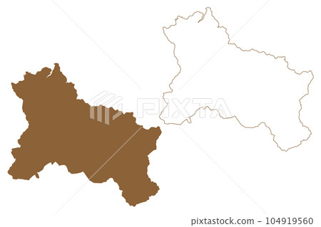 Hallein district (Republic of Austria or Osterreich, Salzburg state) map vector illustration, scribble sketch Bezirk Hallein or Tennengau map 104919560