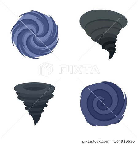 hurricane storm tornado damage icons set. Flat illustration of 4 hurricane storm tornado damage vector icons isolated on white hurricane storm tornado damage icons set. Flat illustration of 4 hurricane storm tornado damage vector icons isolated on white 104919650