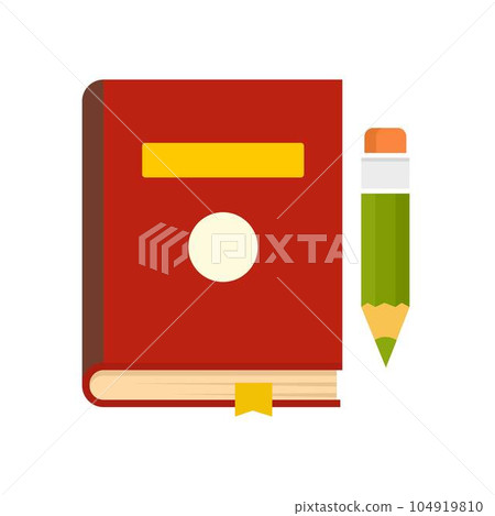 Book and pen icon. Flat illustration of book and pen vector icon for web isolated on white 104919810
