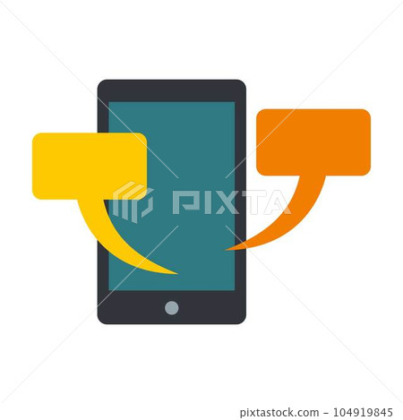 Smartphone chat icon. Flat illustration of smartphone chat vector icon for web isolated on white Smartphone chat icon. Flat illustration of smartphone chat vector icon for web isolated on white 104919845