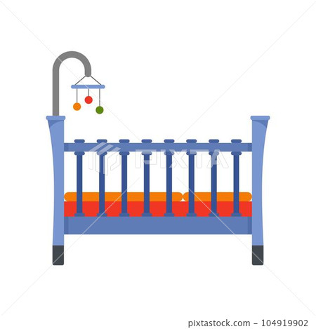 Baby crib icon. Flat illustration of baby crib vector icon for web isolated on white 104919902