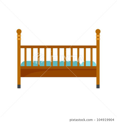 Wood baby bed icon. Flat illustration of wood baby bed vector icon for web isolated on white Wood baby bed icon. Flat illustration of wood baby bed vector icon for web isolated on white 104919904