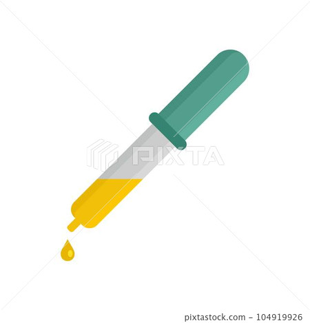 Pipette yellow drop icon. Flat illustration of pipette yellow drop vector icon for web isolated on white Pipette yellow drop icon. Flat illustration of pipette yellow drop vector icon for web isolated on white 104919926