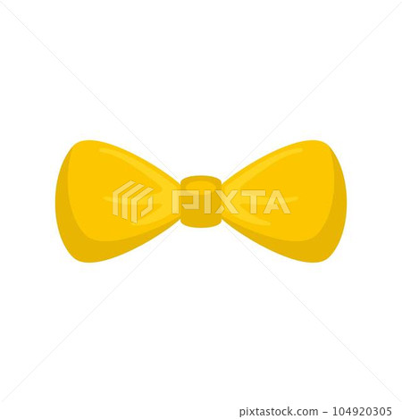 Fashion yellow bow tie icon. Flat illustration of fashion yellow bow tie vector icon for web isolated on white 104920305