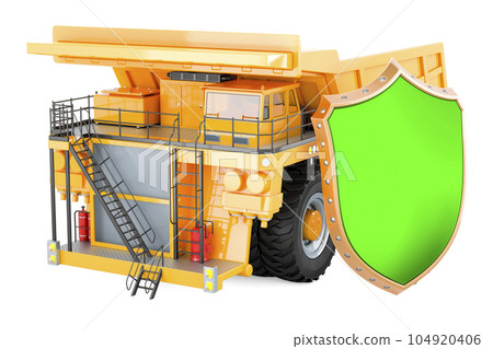 Dump truck with shield. 3D rendering Dump truck with shield. 3D rendering 104920406