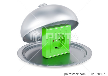 Restaurant cloche with electrical outlet, socket. 3D rendering 104920414