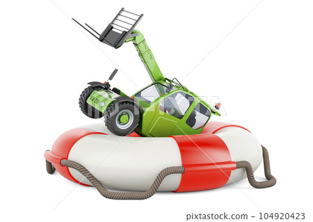 Telescopic handlers with lifebelt. 3D rendering Telescopic handlers with lifebelt. 3D rendering 104920423
