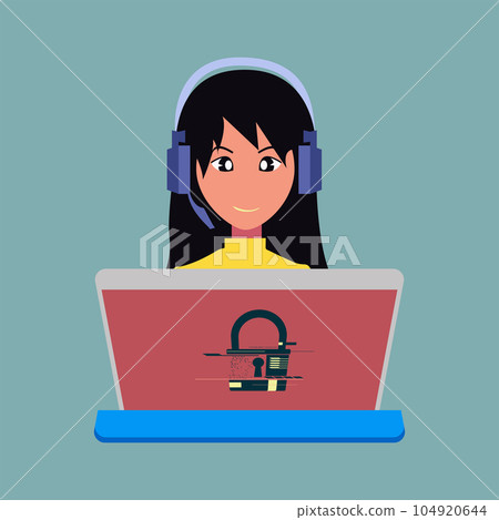 Computer hacker with laptop icon 104920644