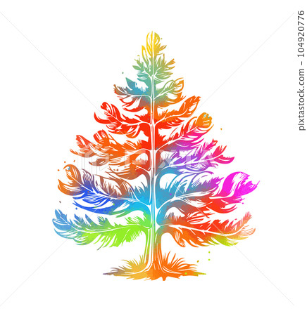 Christmas colored tree. Vector illustration 104920776