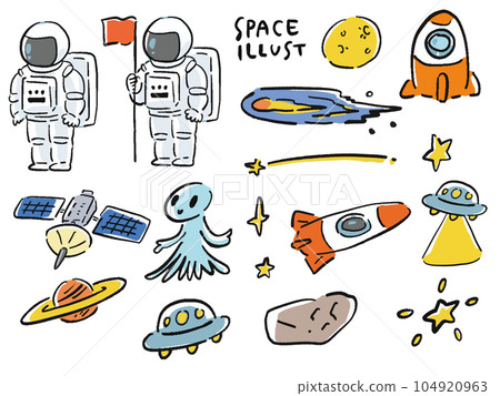 關於宇宙的手繪風格鬆散插圖集 104920963