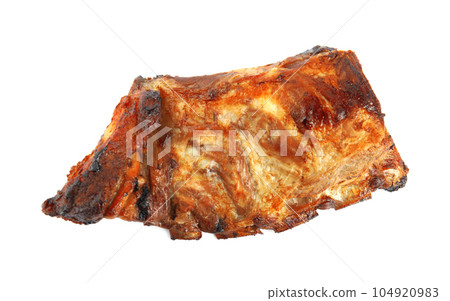 Tasty aromatic grilled ribs isolated on white 104920983