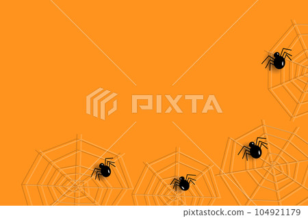 Abstract frame for Halloween with cobwebs, spiders and copy space in trendy Halloween shades. Vector Abstract frame for Halloween with cobwebs, spiders and copy space in trendy Halloween shades. Vector 104921179