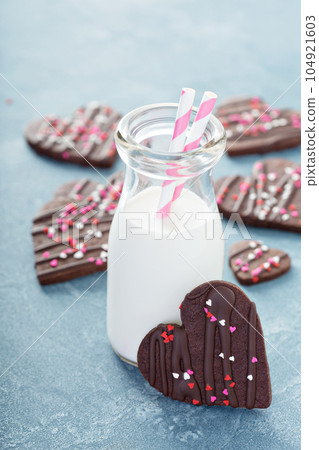 Chocolate hearts cookies for Valentines day Chocolate hearts cookies for Valentines day 104921603