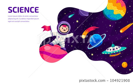 Space galaxy landing page with cartoon astronaut, UFO and space planets, vector website background. Kid spaceman adventure or galaxy education landing page with alien planets in cosmic starry sky Space galaxy landing page with cartoon astronaut, UFO and space planets, vector website background. Kid spaceman adventure or galaxy education landing page with alien planets in cosmic starry sky 104921908