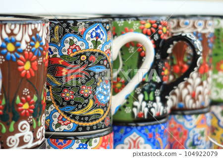 Traditional ceramic in local istanbul market. Traditional ceramic in local istanbul market. 104922079