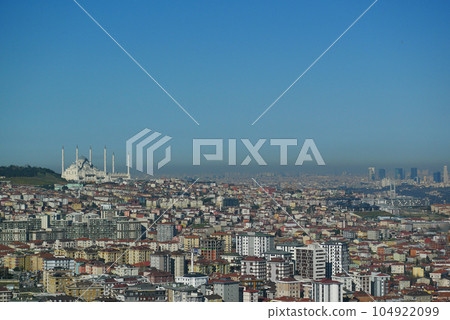 high angle view of Camlica Mosque in istanbul high angle view of Camlica Mosque in istanbul 104922099