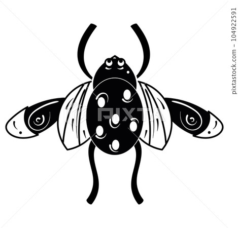Isolated silhouette of a ladybug sketch character Vector Isolated silhouette of a ladybug sketch character Vector 104922591