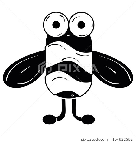 Isolated silhouette of a fly sketch character Vector Isolated silhouette of a fly sketch character Vector 104922592