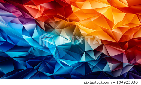 Abstract colorful polygonal background texture. Low poly bright multicolored wall. Vibrant multicolor low polygon mesh wallpaper concept. House decoration origami style. 3d rendering, 3d illustration 104923336