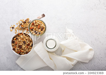 Homemade granola with coconut and almonds 104923369