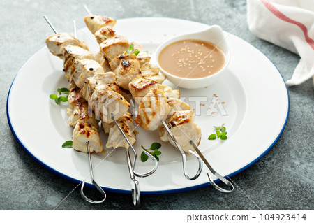 Chicken cabobs with ginger sauce Chicken cabobs with ginger sauce 104923414