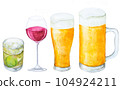 水彩畫的啤酒、葡萄酒等插圖 104924211