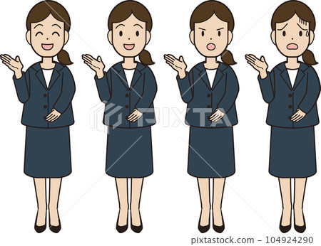 A young woman in a suit Here is your hand Guidance Introduction 104924290