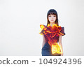 白色背景年輕女性插畫偶像風格AI生成圖像 104924396
