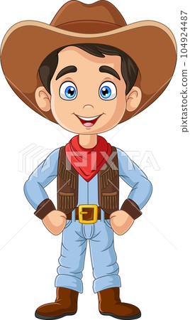Cartoon happy cowboy on white background Cartoon happy cowboy on white background 104924487