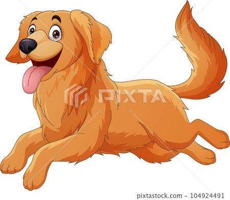 Cute happy dog cartoon running 104924491