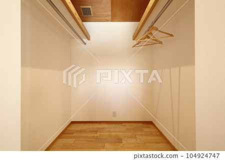 stylish walk-in closet 104924747